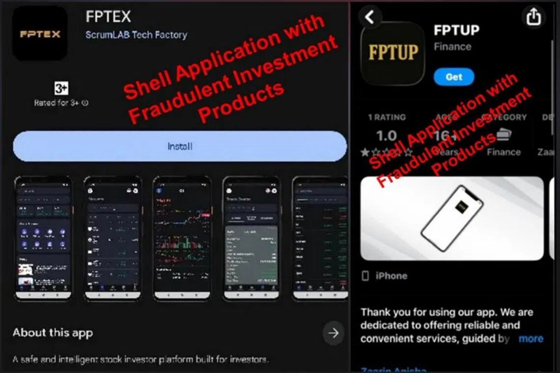 Fraudulent investment applications as seen on app stores.