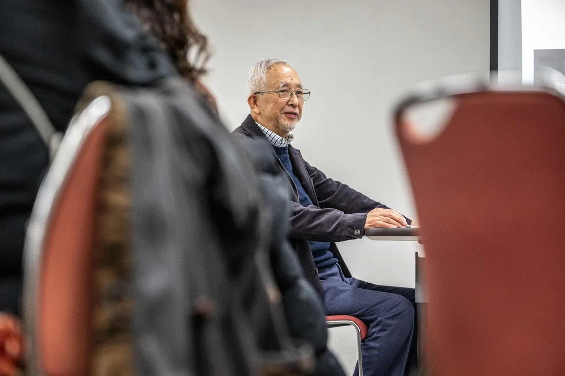 89-year-old app developer Tomoji Suzuki attending a workshop in Tokyo in February 2024. 