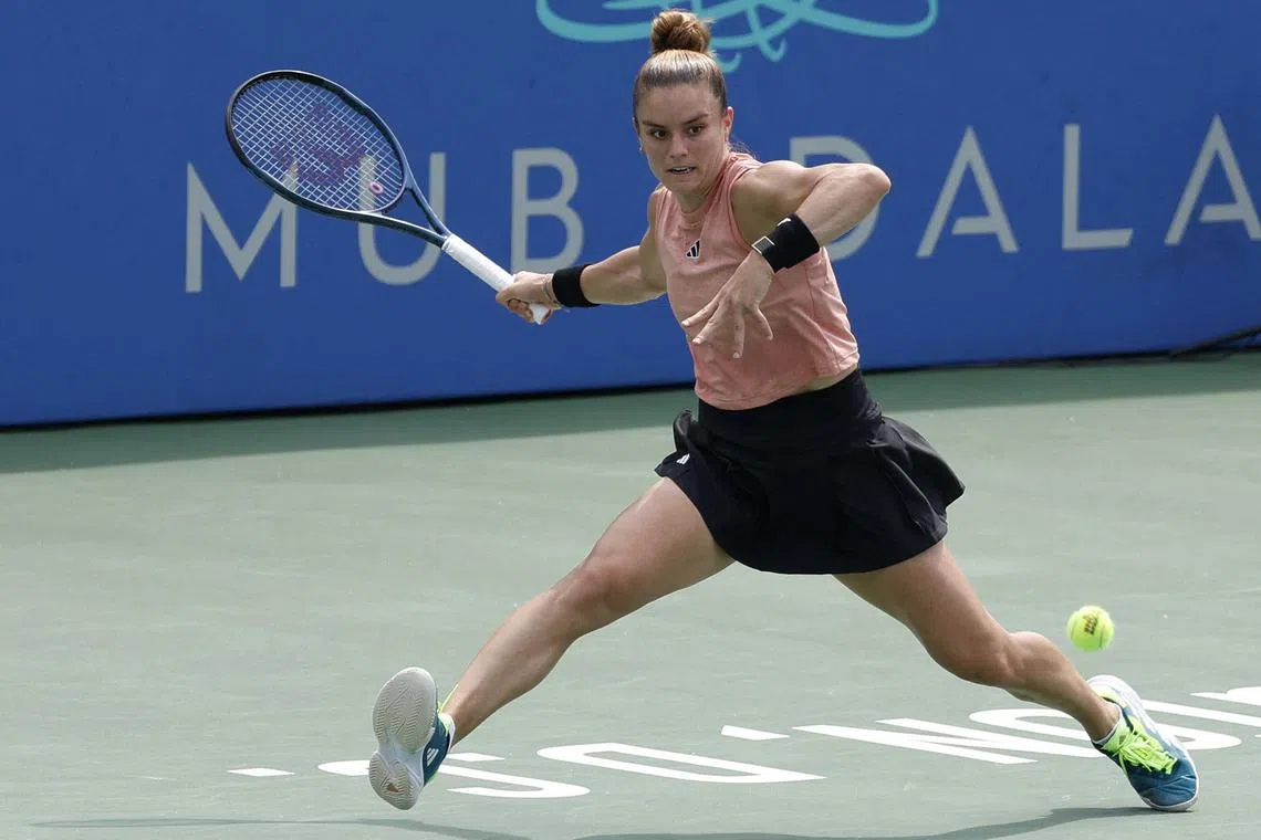 Greek Maria Sakkari (above) upset American top seed Jessica Pegula in the DC Open women's singles semi-finals on Aug 5, 2023.