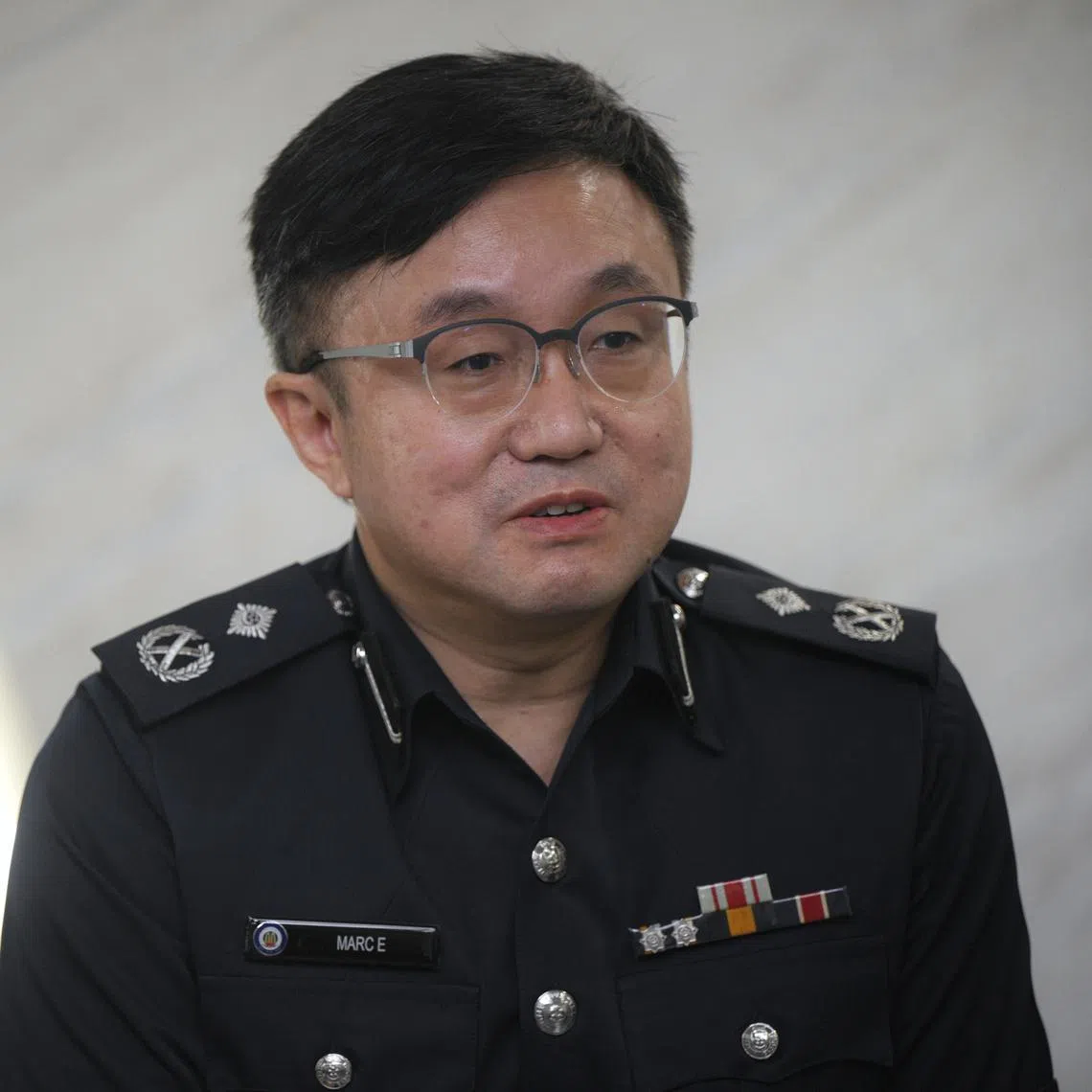 Assistant Commissioner Marc E, Director of the Online Criminal Harms Act (Ocha) Office, speaking to the media on Feb 19.