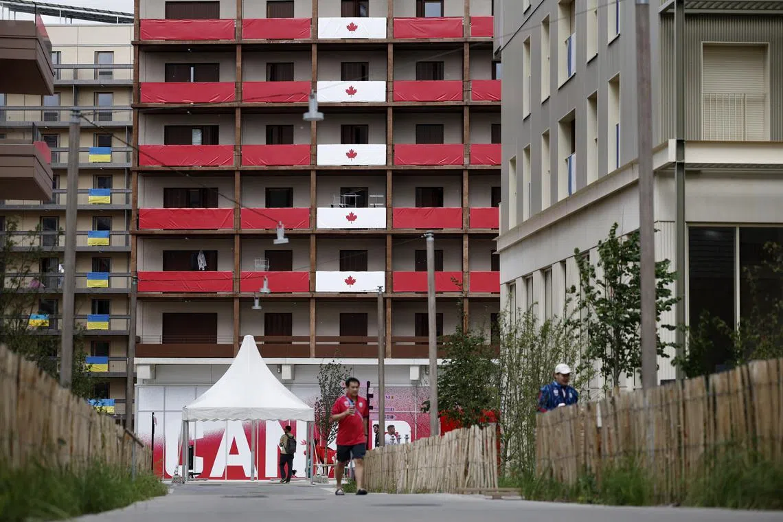 FILE PHOTO: Paris 2024 Olympics - Preview - Paris, France - July 23, 2024 The accommodation block of team Canada is pictured in the Olympic village, ahead of the Paris 2024 Olympics REUTERS/Benoit Tessier/File Photo