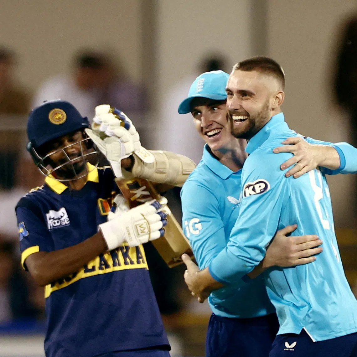Cricket - First One Day International - England v Sri Lanka - Riverside Ground, Chester-le-Street, Britain - September 22, 2026 England's Will Jacks celebrates with Harry Brook after the wicket of Sri Lanka's Dilshan Madushanka to win the match and earn a five-wicket haul Action Images via Reuters/Lee Smith