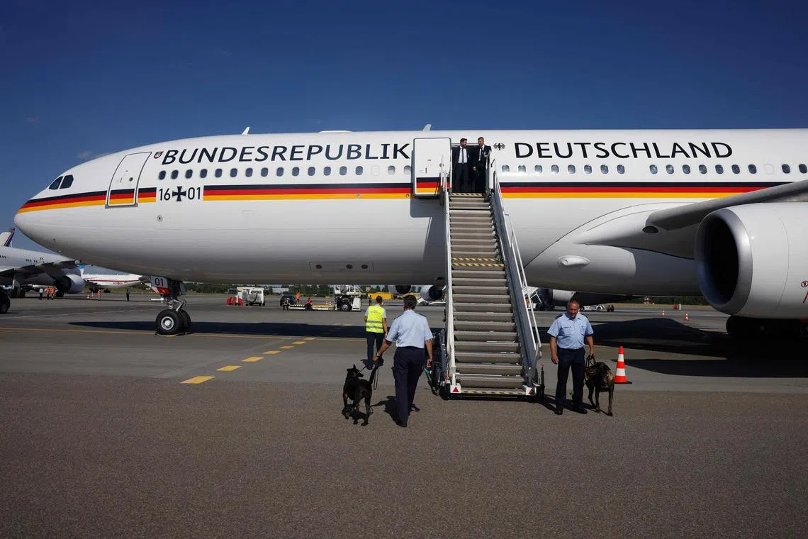 One of the two German government's two Airbus A340 planes, which will be taken out of service in the coming weeks.