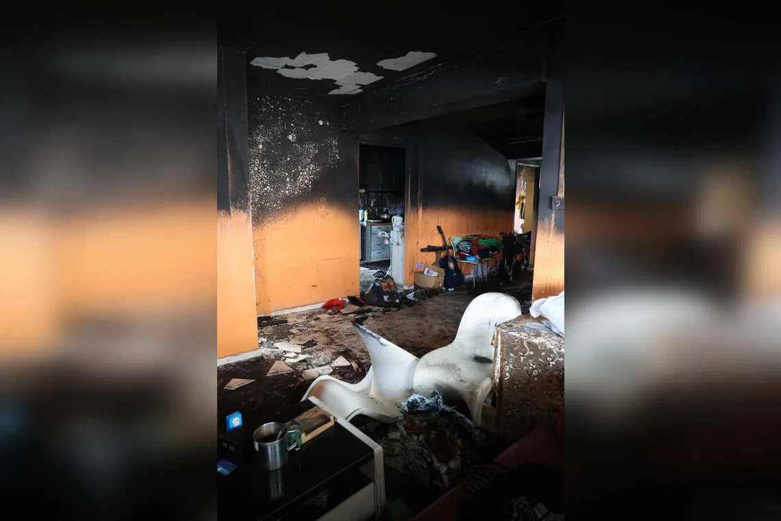 SCDF was alerted to a blaze at Block 501 Jelapang Road on Jan 14. The fire originated among the contents of a bedroom in a fifth-floor unit.