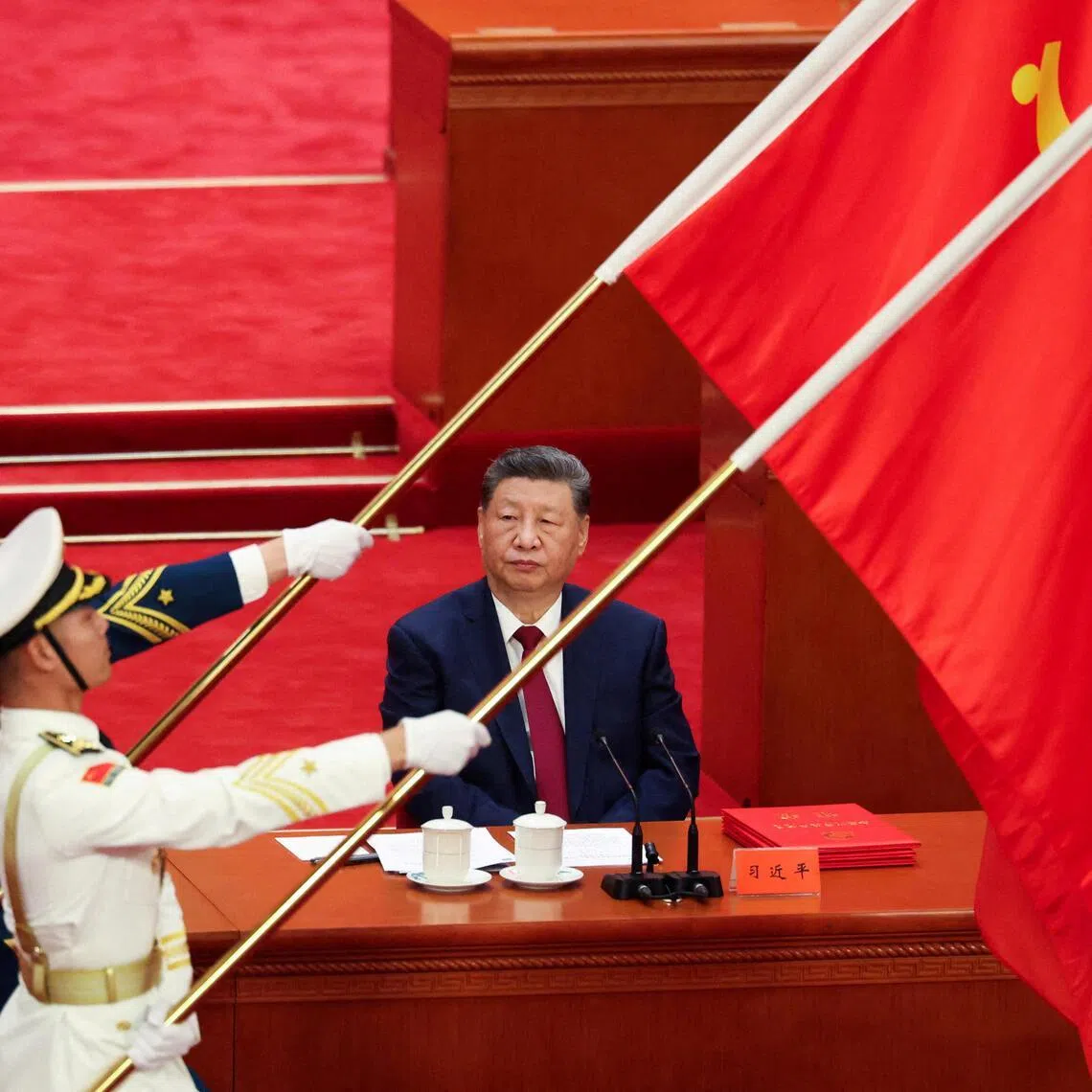 Chinese President Xi Jinping looks on during a ceremony marking the 105th anniversary of the founding of the Communist Party of China on July 1.