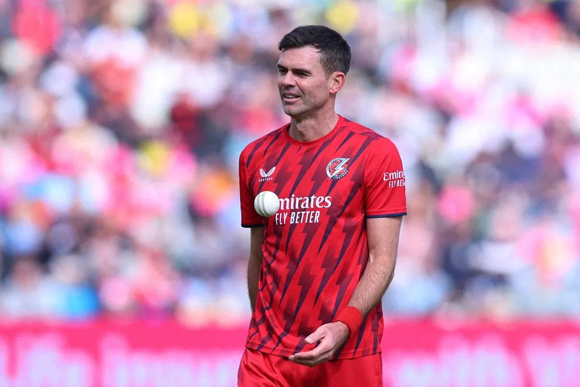 FILE PHOTO: Cricket - Vitality Blast - Semi Final - Lancashire v Somerset - Edgbaston Cricket Ground, Birmingham, Britain - September 13, 2025 Lancashire's James Anderson Action Images via Reuters/Craig Brough/File Photo