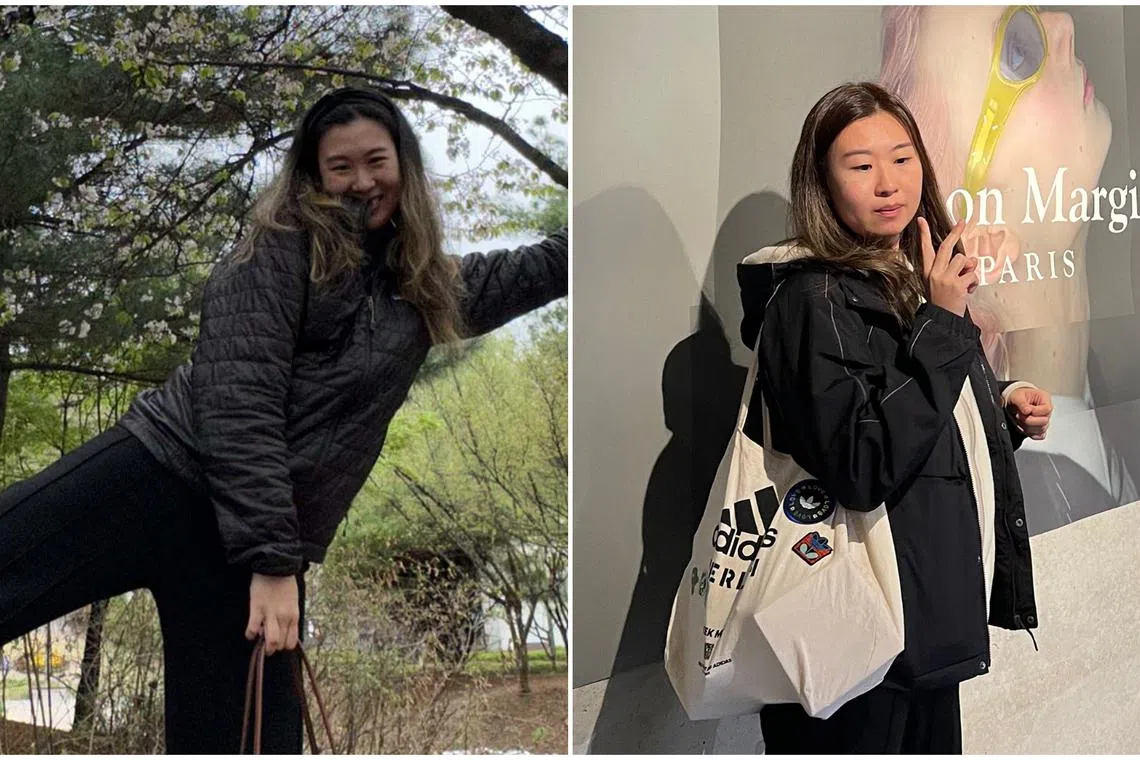 The writer prior to the transformation (left) and after her treatments in South Korea.