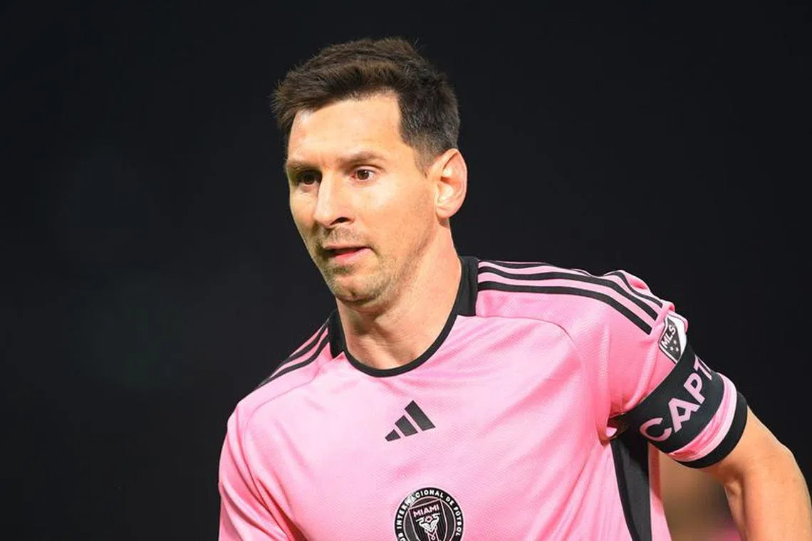 Jan 29, 2024; Riyadh, Saudi Arabia; Inter Miami forward Lionel Messi (10) moves on the pitch in the second half against the Al-Hilal SFC at Kingdom Arena. Mandatory Credit: Victor Fraile Rodriguez-USA TODAY Sports