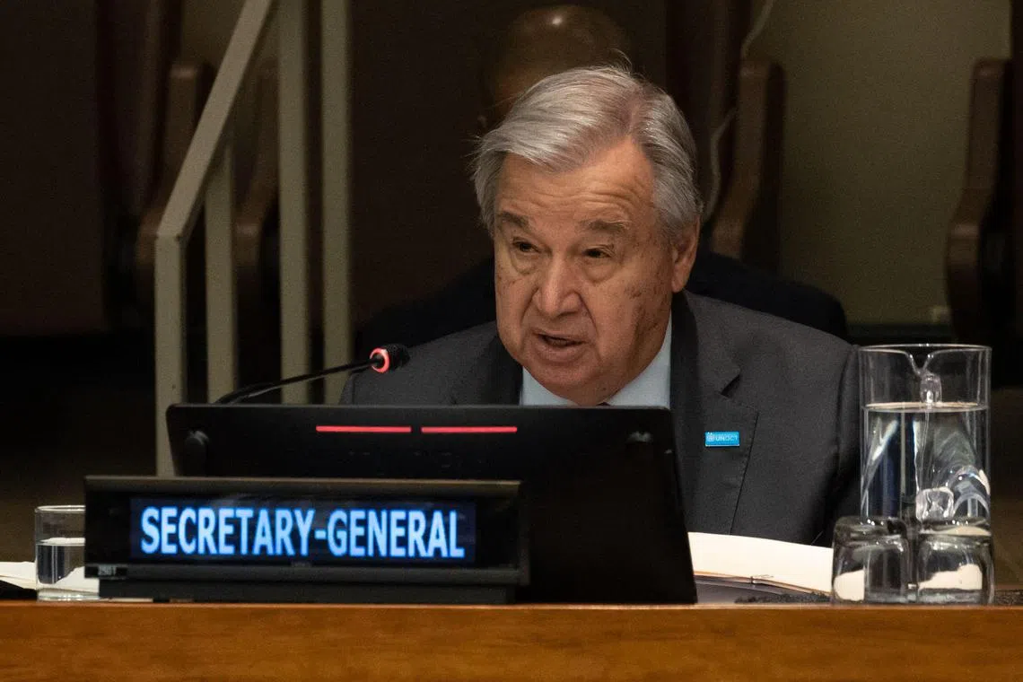 UN Secretary-General Antonio Guterres speaking during the UN High-level Conference of Heads of Counter-Terrorism Agencies of Member States at the UN's Headquarters on Monday in New York. 