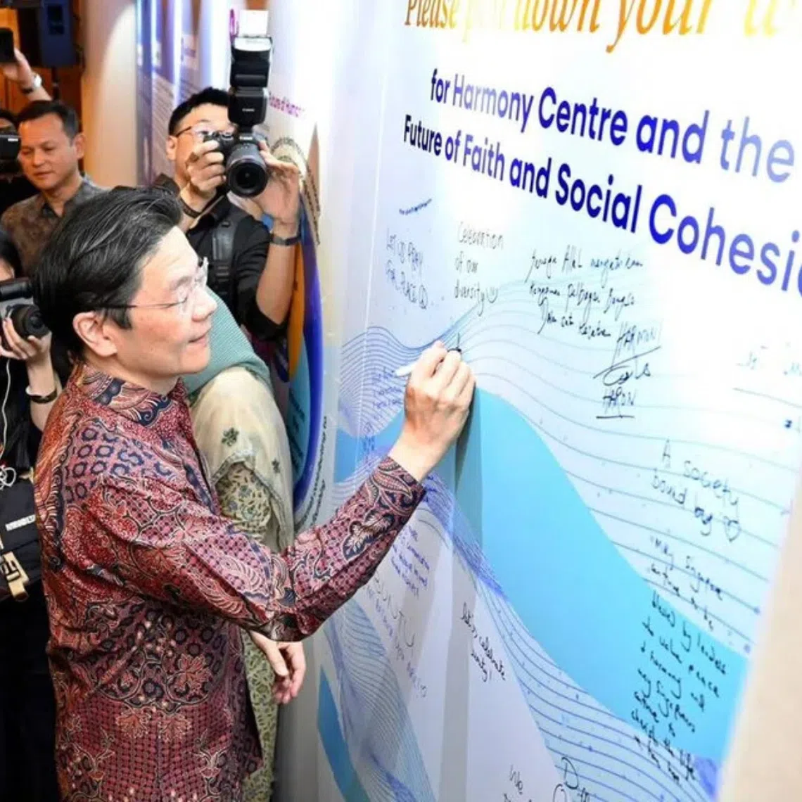 At the dinner, which was attended by around 450 guests including religious and community leaders, Prime Minister Larence Wong launched an interfaith engagement toolkit developed by Harmony Centre.