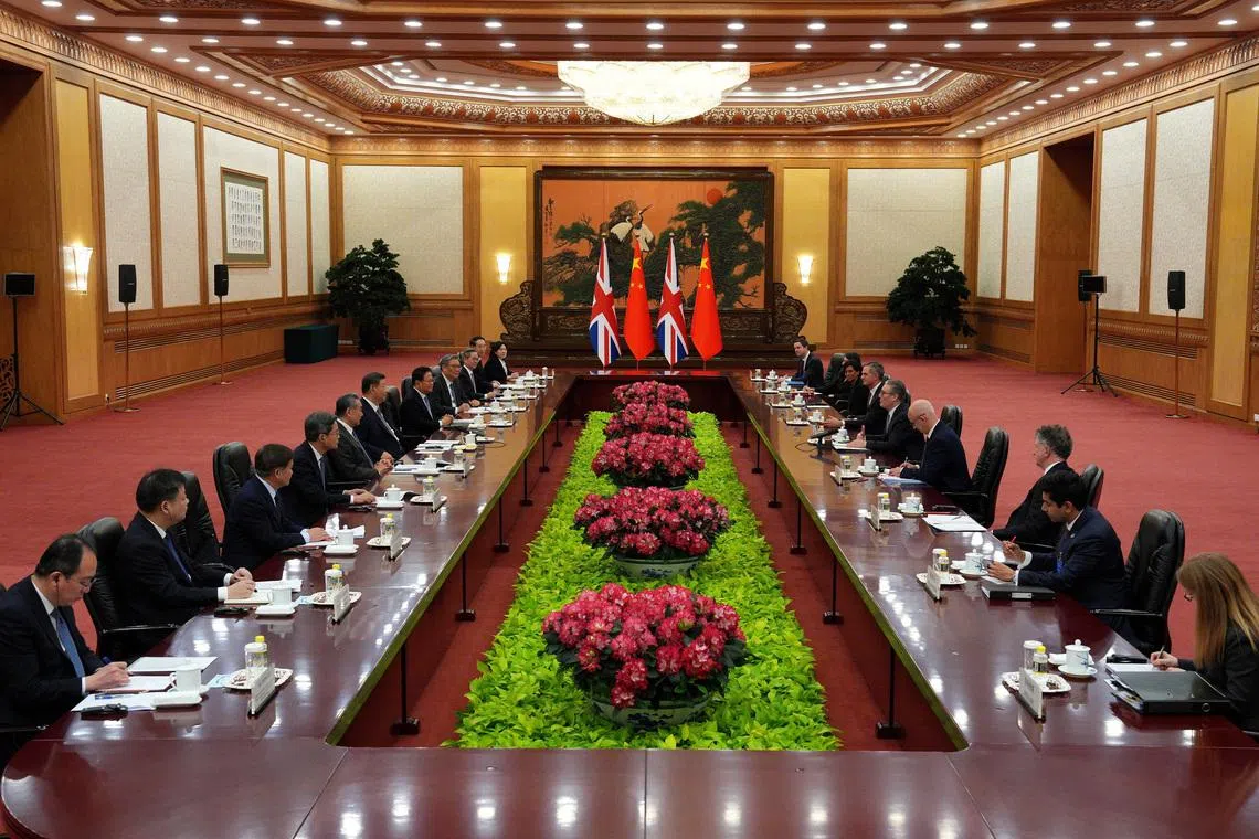 British and Chinese delegations participate in a bilateral meeting with Britain's Prime Minister Keir Starmer and Chinese President Xi Jinping, in Beijing, China, January 29, 2026.Carl Court/Pool via REUTERS