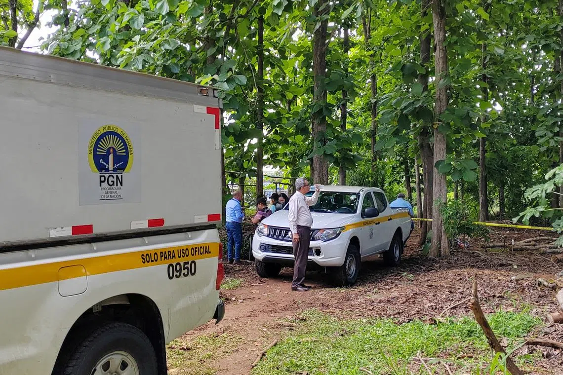 Panama authorities work at a scene where a shooter opened fire at a rural branch of the University of Panama (UP), killing a young man and injuring another person, according to police and university sources, in Veraguas, Panama June 7, 2024. REUTERS/Stringer