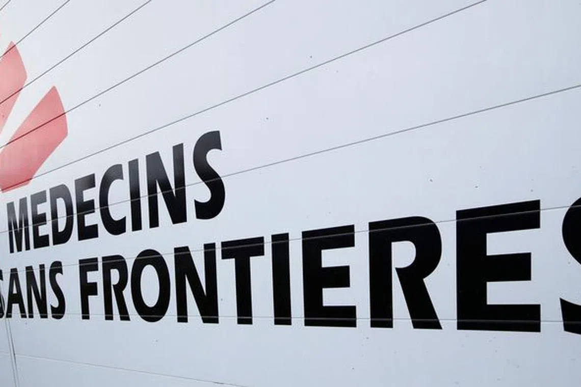 The logo of Medecins Sans Frontieres (MSF - Doctors Without Borders) is seen at the international medical humanitarian organisation MSF logistique centre in Merignac near Bordeaux, France, December 6, 2018. REUTERS/Regis Duvignau/ File Photo