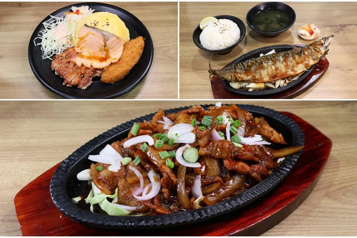 (Clockwise from top left) The Combo Meal, Hotplate Saba Fish Set and Hotplate Pork Belly Set at GG Japanese & Korean Cuisine.