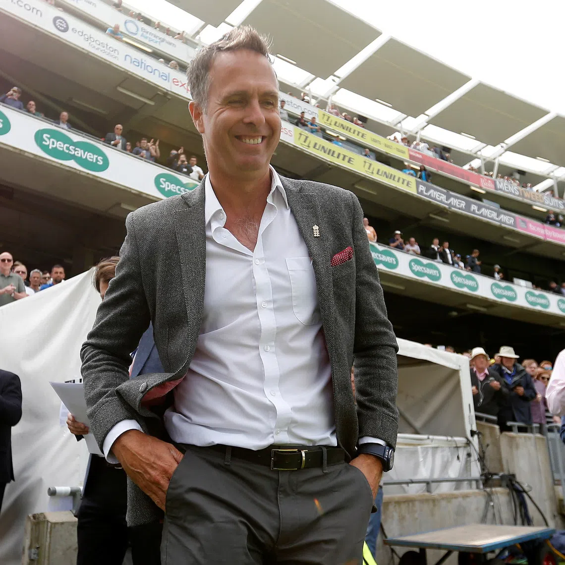 Cricket - Ashes 2019 - First Test - England v Australia - Edgbaston, Birmingham, Britain - August 1, 2019  Former England cricketer Michael Vaughan during a break in play  Action Images via Reuters/Carl Recine