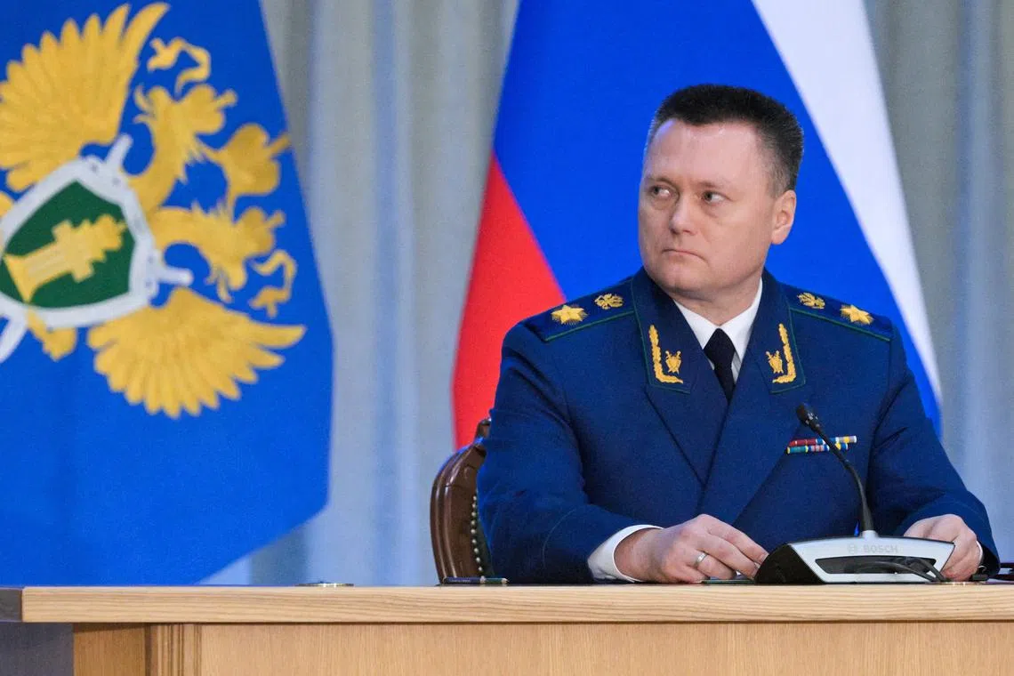 Russia's Prosecutor General Igor Krasnov attends an expanded meeting of the Prosecutor General's Office board in Moscow, Russia March 19, 2025. Sputnik/Alexey Nikolsky/Pool via REUTERS