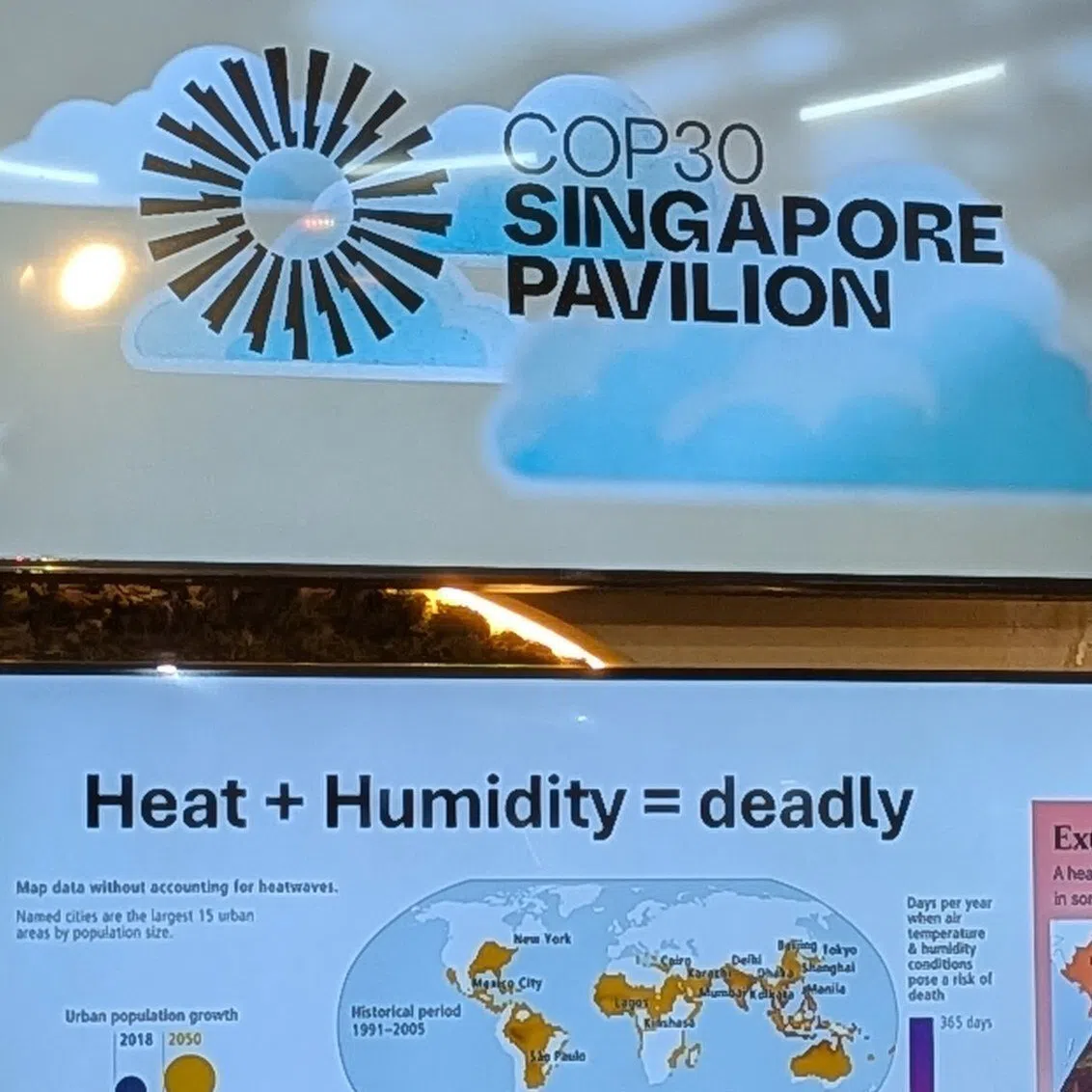 Climate scientist Winston Chow speaking at a talk about resilient and regenerative cities for a climate-changed world at the COP30 Singapore pavilion in Belem.