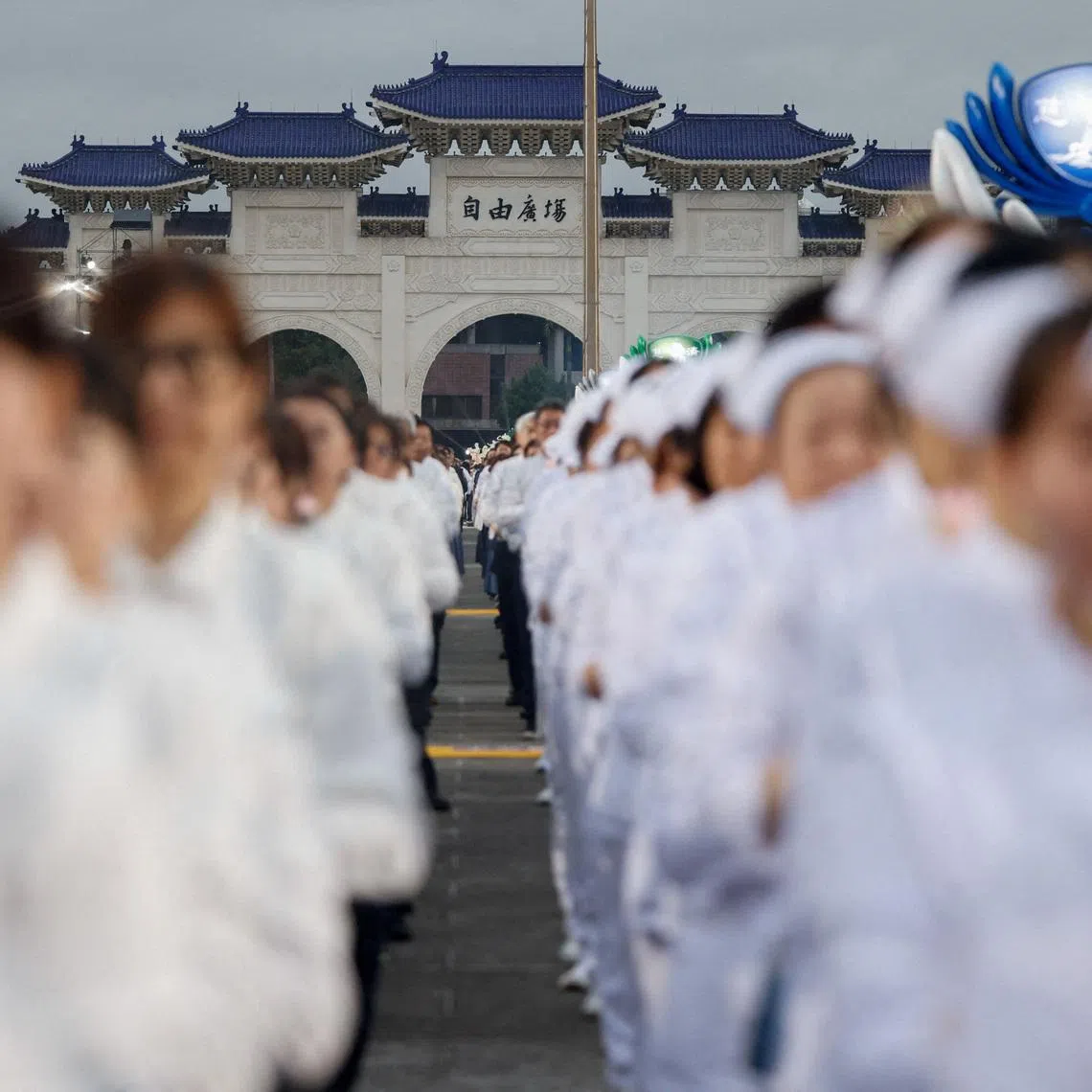 Buddhist Tzu Chi Foundation members commemorate the organization’s 60th anniversary during an annual Buddha bathing ceremony marking Buddha’s birthday, Mother’s Day and Global Tzu Chi Day at Chiang Kai-shek Memorial Hall in Taipei, Taiwan, May 10.