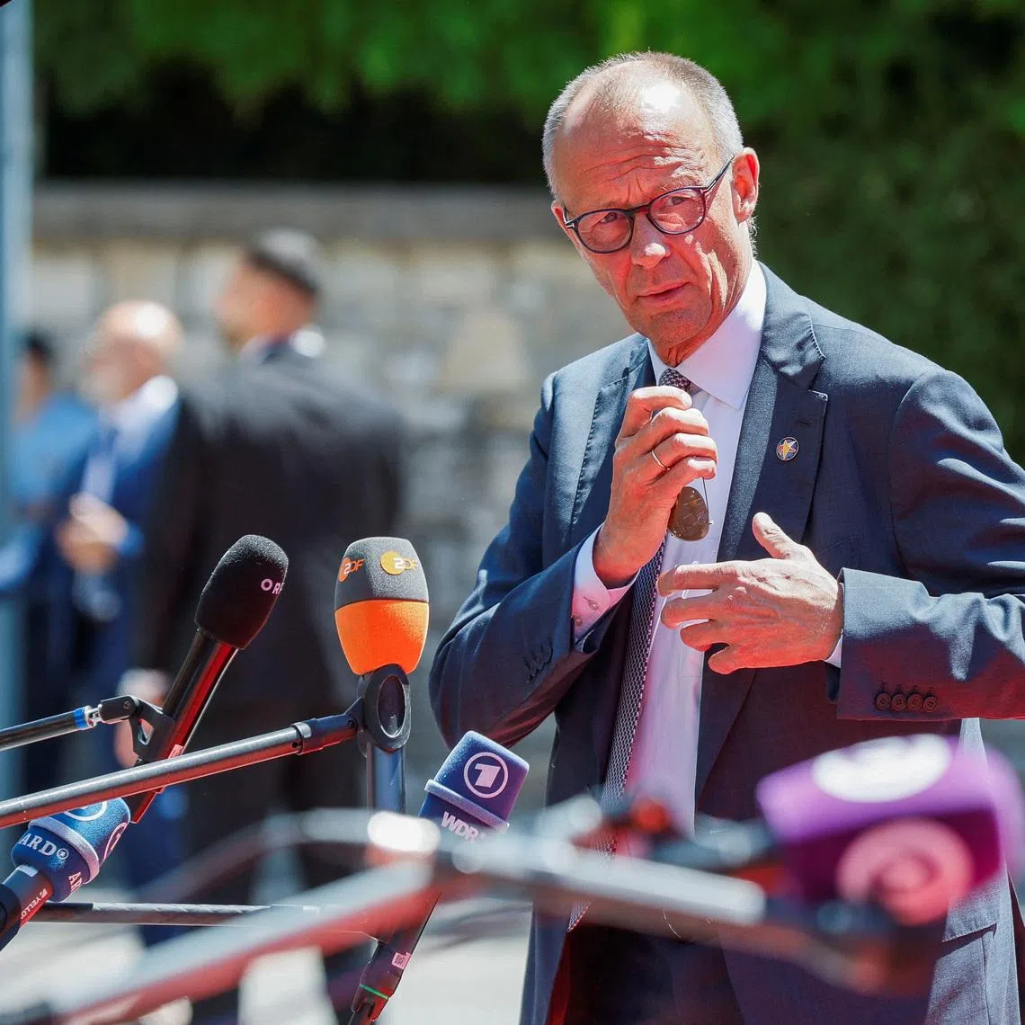 German Chancellor Friedrich Merz arrives for the EU-Western Balkans Summit in Tivat, Montenegro, June 5, 2026. REUTERS/Stevo Vasiljevic