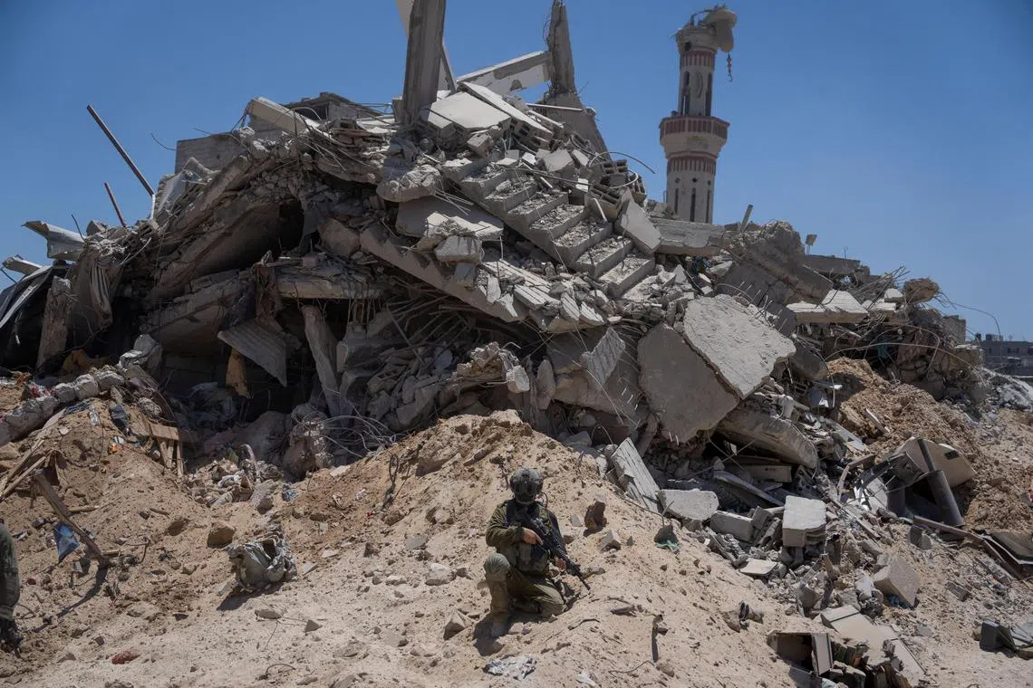 An Israeli soldier operates during a ground operation in the southern Gaza Strip.