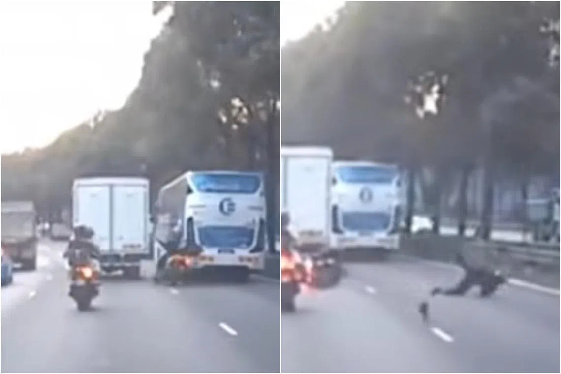 The accident took place in the evening of Aug 28, along the AYE towards Tuas, near the Penjuru Road exit. 