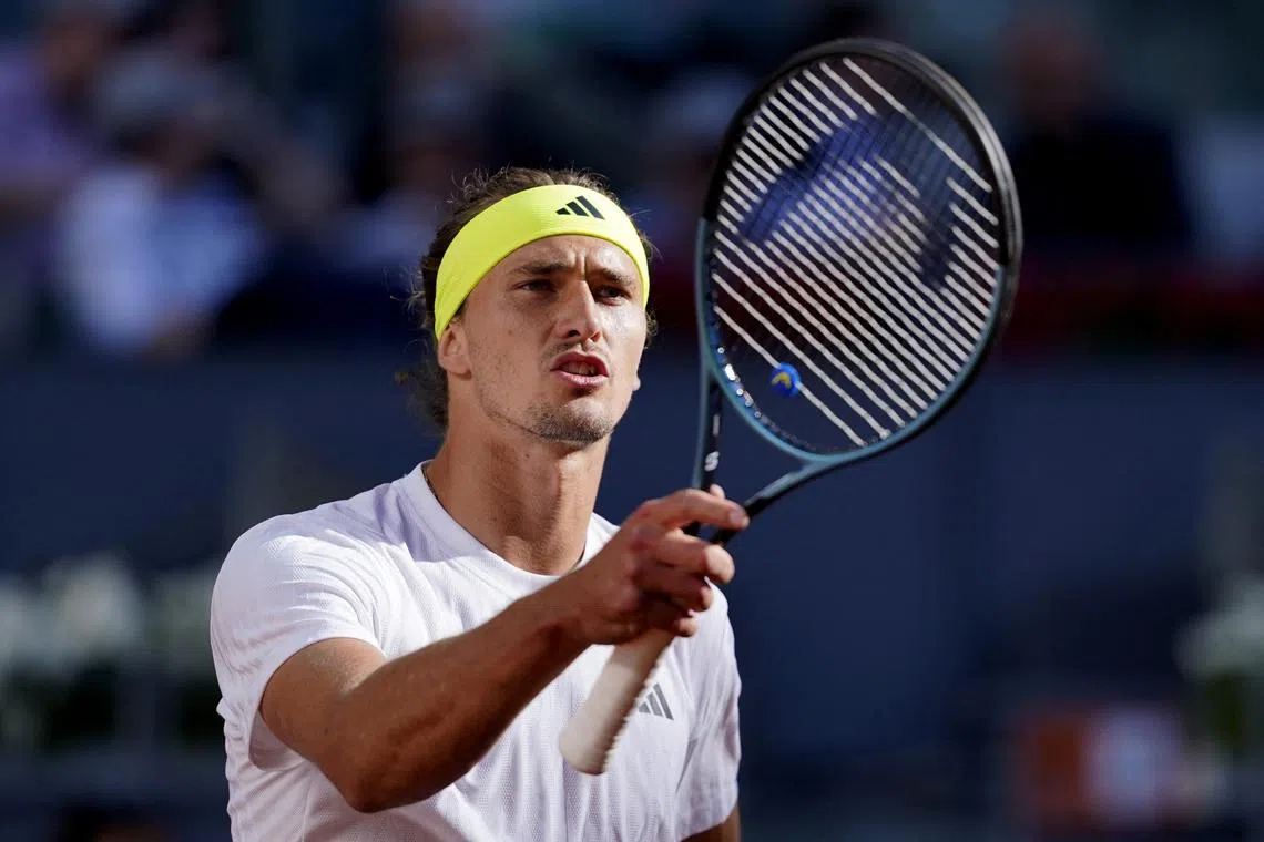 Germany's Alexander Zverev reacts during his match against Argentina's Francisco Cerundolo.