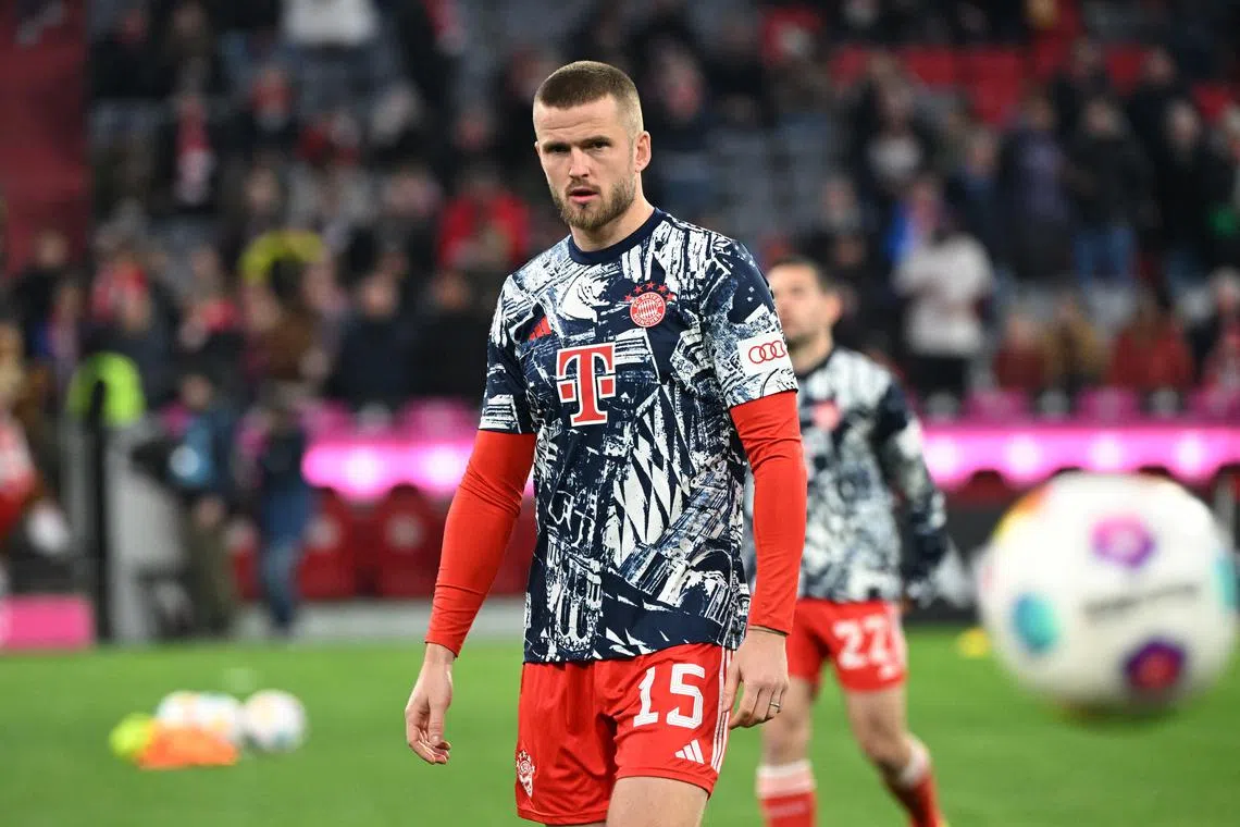 FILE PHOTO: Soccer Football - Bundesliga - Bayern Munich v RB Leipzig - Allianz Arena, Munich, Germany - February 24, 2024 Bayern Munich's Eric Dier during the warm up before the match REUTERS/Angelika Warmuth/File Photo