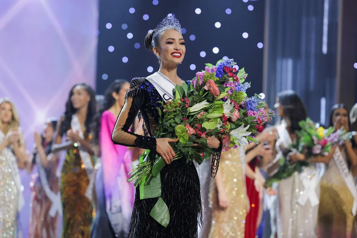 Ms R'Bonney Gabriel celebrates after being crowned Miss Universe during the 71st Miss Universe pageant, on Jan 14, 2023.