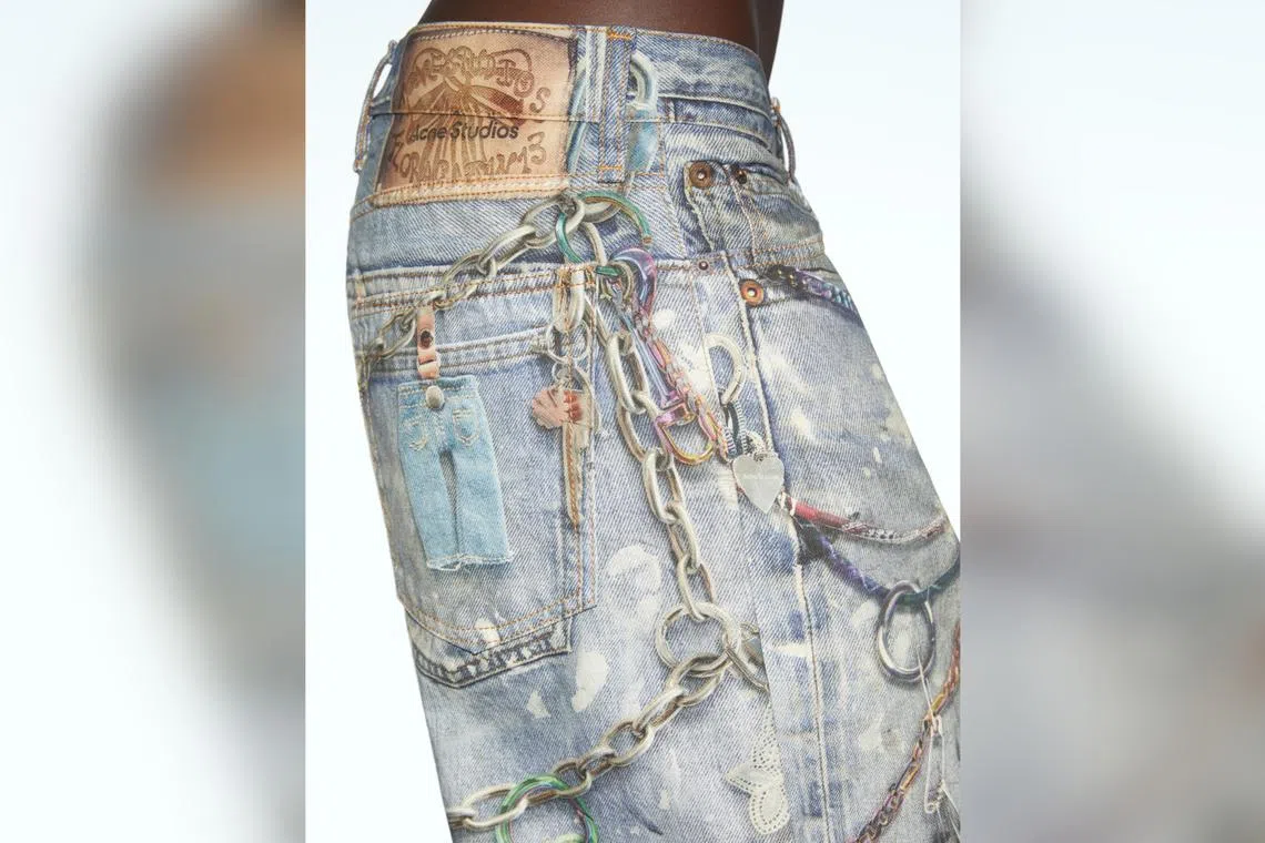 Fake jeans from Acne Studios in an undated image. Sales are thriving in the uncanny valley of printed denim. 