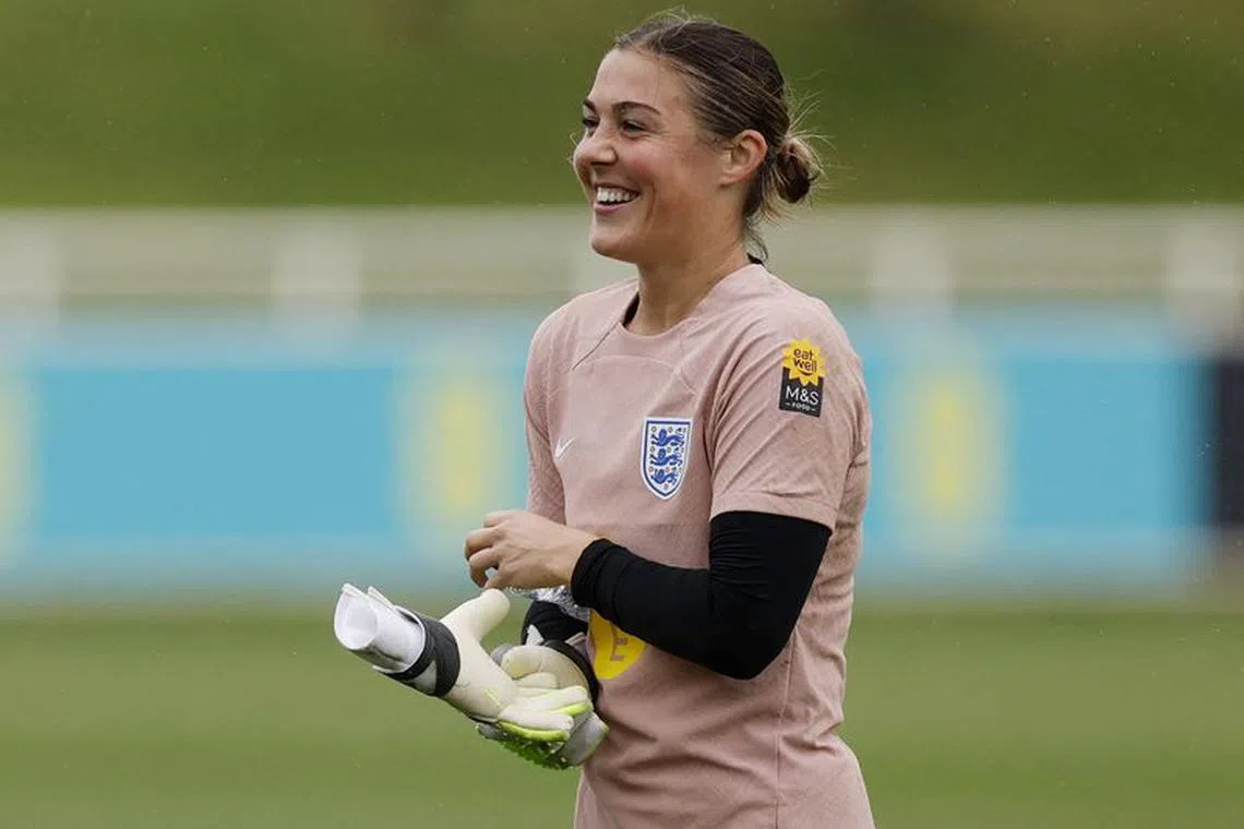 FILE  PHOTO:Soccer Football - Women's UEFA Nations League - England Training - St George's Park, Burton upon Trent, Britain - September 19, 2023 England's Mary Earps after training Action Images via Reuters/Andrew Couldridge/File Photo