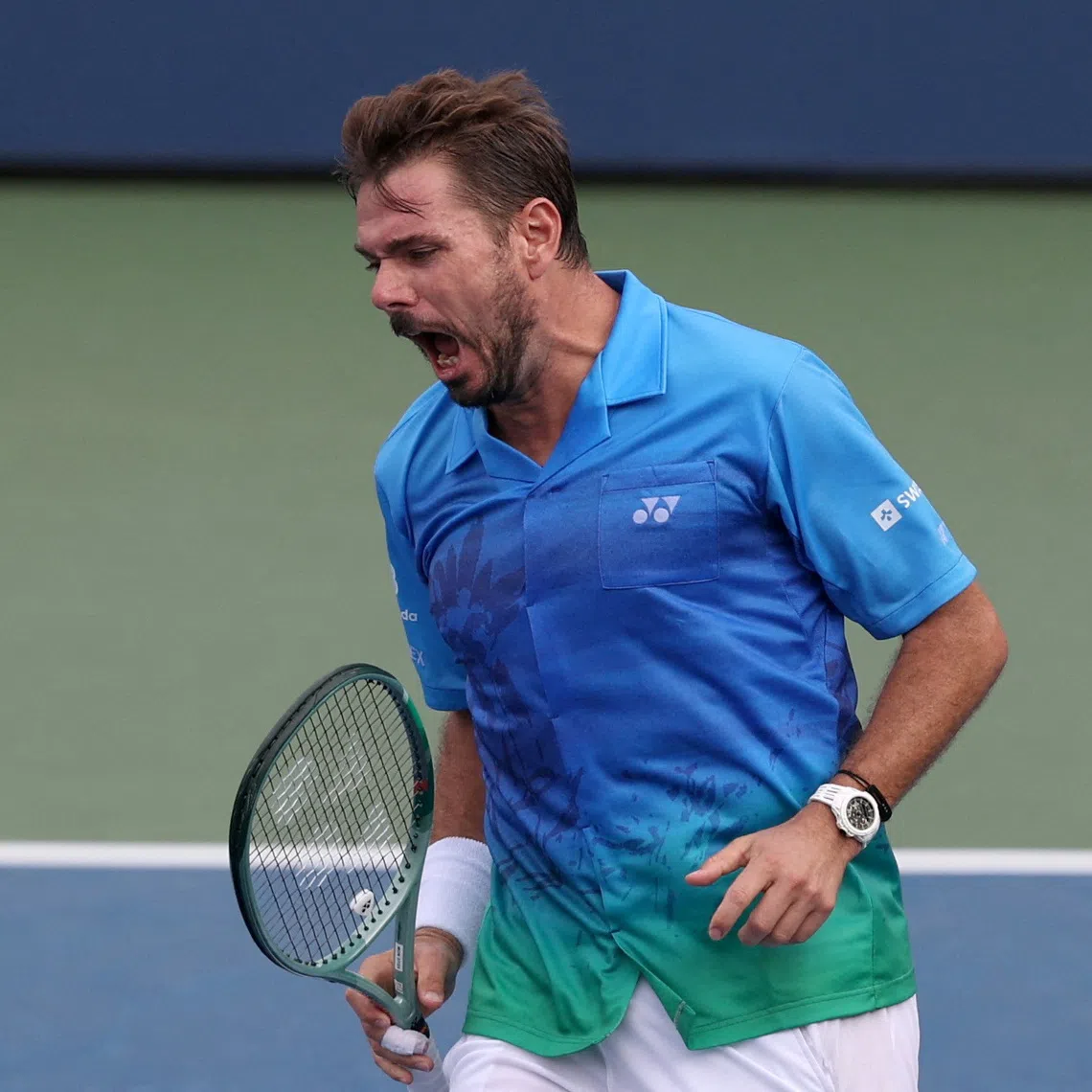 FILE PHOTO: Tennis - U.S. Open - Flushing Meadows, New York, United States - August 31, 2026 Switzerland's Stan Wawrinka reacts during his first round match against Italy's Matteo Berrettini IMAGN IMAGES via Reuters/Amber Searls/File Photo