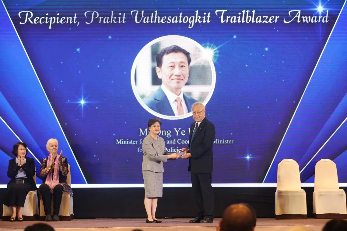 Singapore’s ambassador in Bangkok, Ms Catherine Wong, received the award on the behalf of Health Minister Ong Ye Kung on Feb 6, 2026.