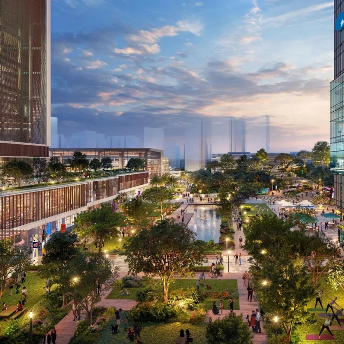 Artist’s impression of the Woodlands Gateway district, which will be connected to the upcoming Johor Bahru-Singapore Rapid Transit System Link.