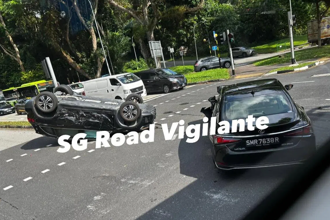 An accident involving two cars along Upper Bukit Timah Road towards Woodlands Road on July 16, 2025.
