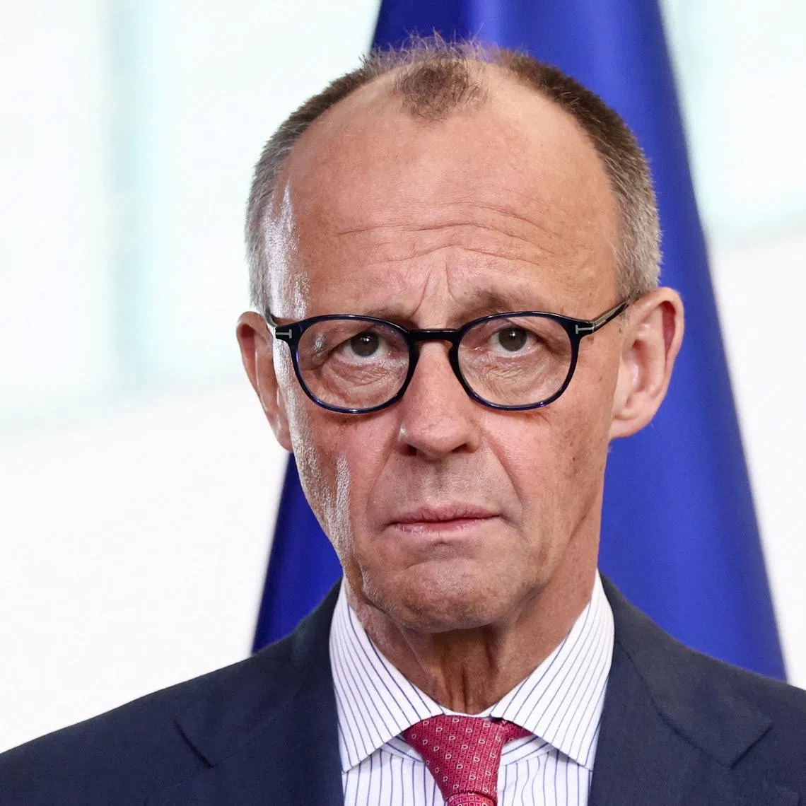 German Chancellor Friedrich Merz looks on as he and Health Minister Nina Warken (not pictured) give a statement after a cabinet meeting at the Chancellery, in Berlin, Germany, April 29, 2026. REUTERS/Liesa Johannssen