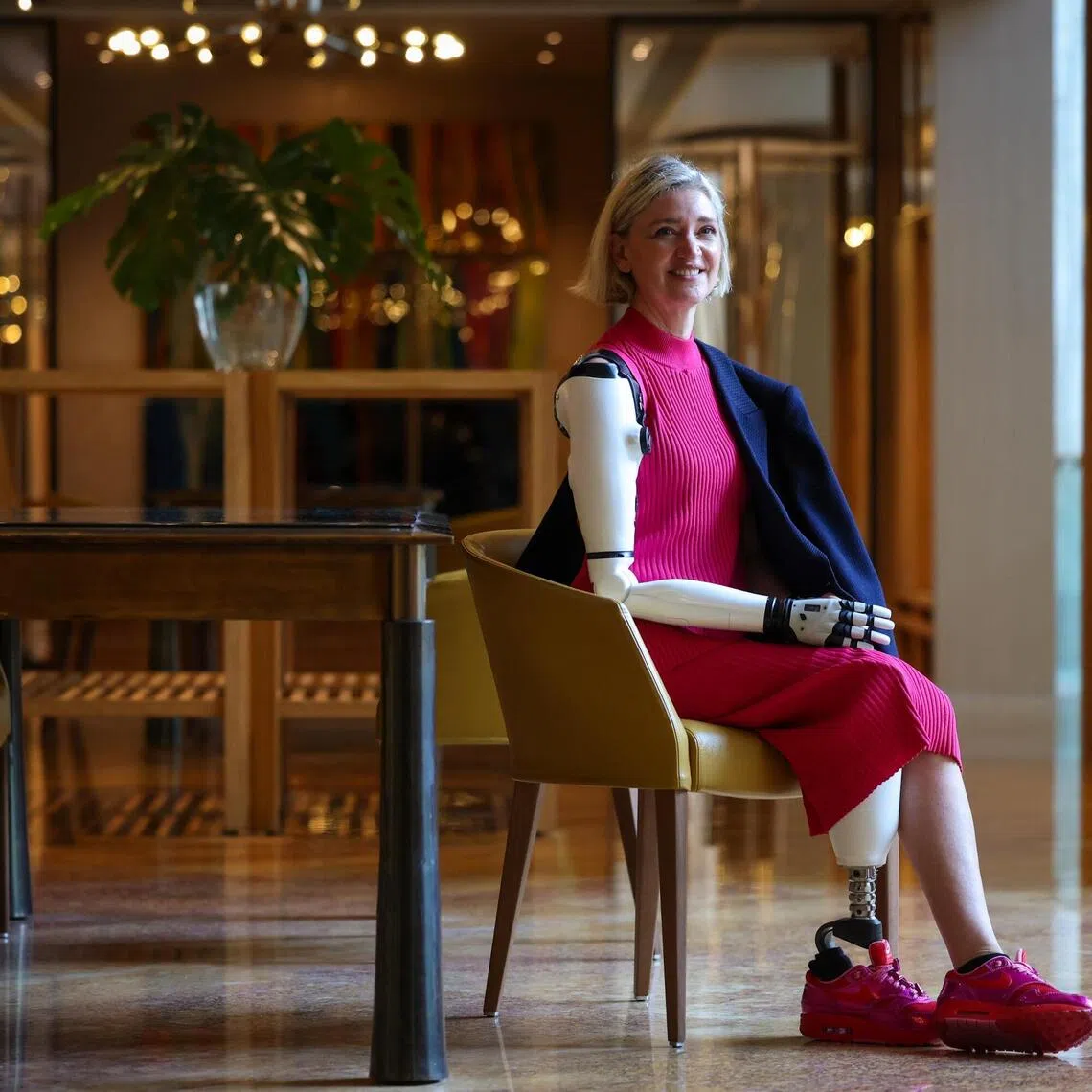 ST20250927_202550100248/khlagarde/Wong Kim Hoh/Jason Quah/

Sarah De Lagarde pictured Sep 27, 2025. She is the first woman in the world to be fitted with an AI bionic arm, and the first woman in the world to have conquered Mount Kilimanjaro twice in two years: once able-bodied, once disabled. ST PHOTO: JASON QUAH