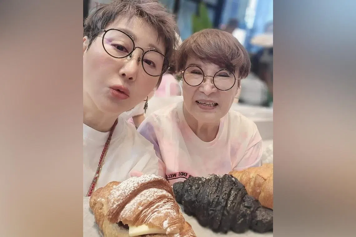 Pauline Lan (left) with her mother in a photo on social media.