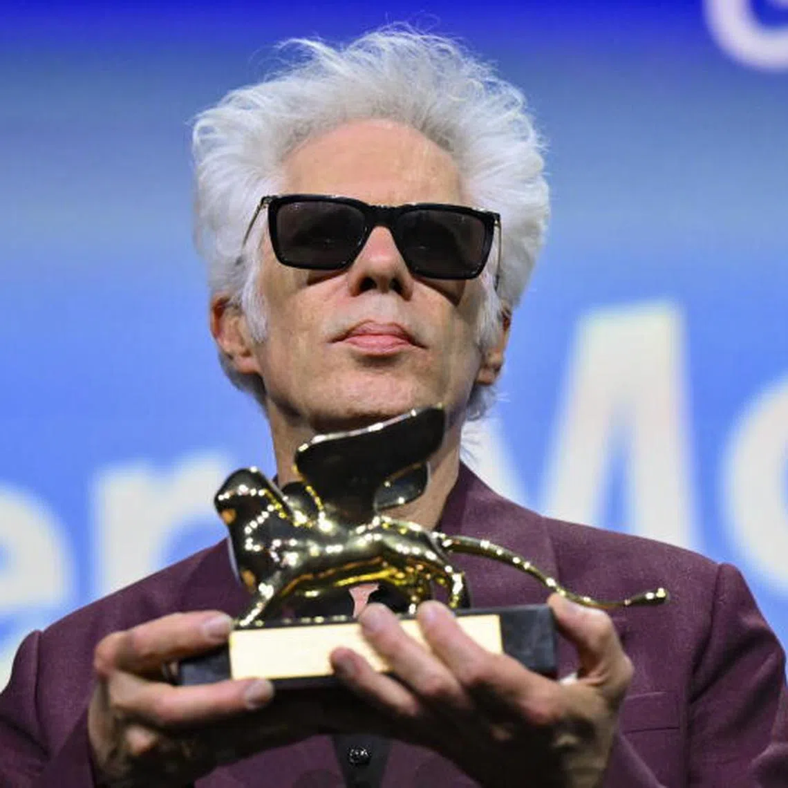 US director Jim Jarmusch receiving the Golden Lion during the closing and awards ceremony of the Venice Film Festival.