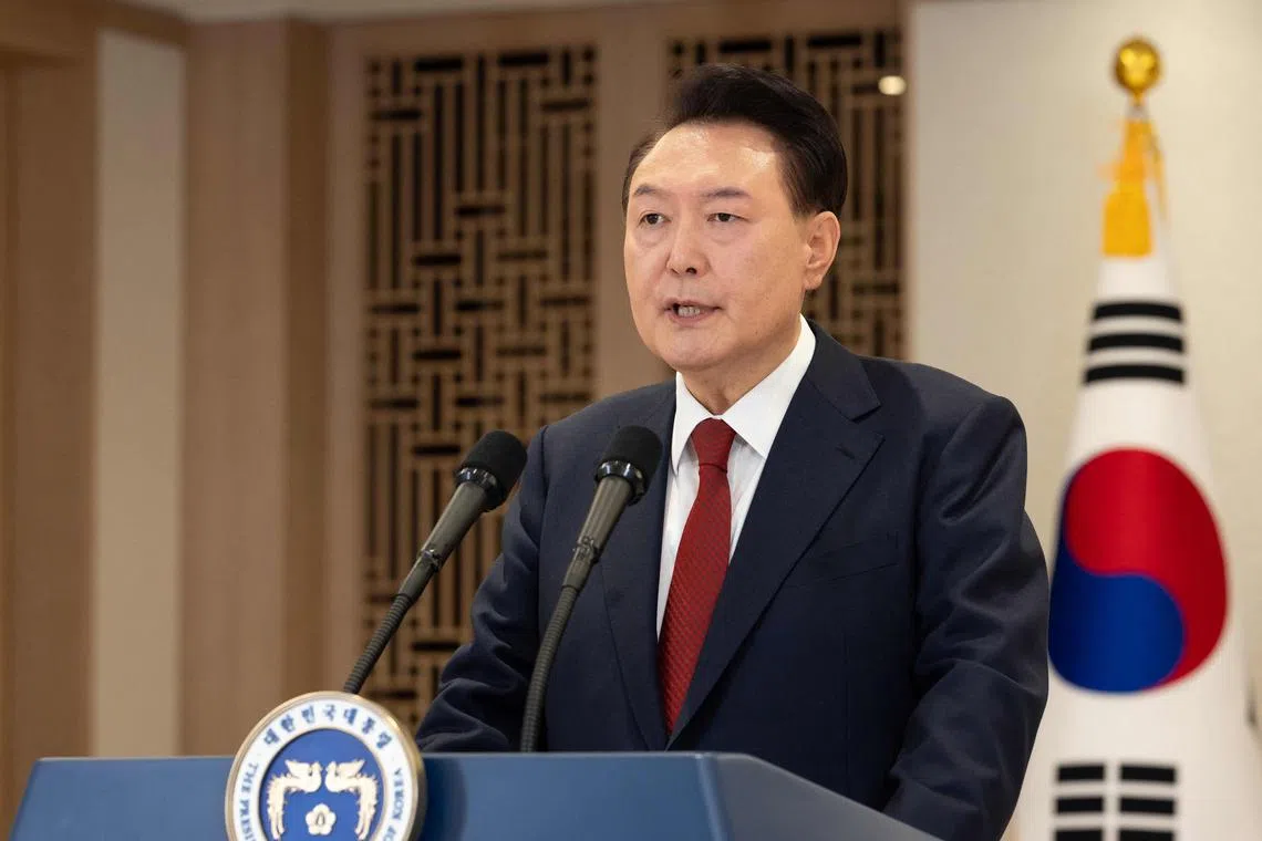 South Korean President Yoon Suk Yeol addressed the nation on Dec 12.