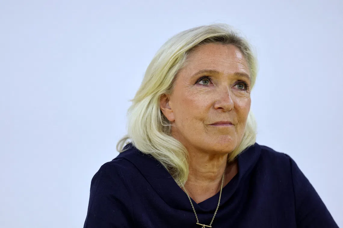 French far-right leader and member of parliament Marine Le Pen, President of the French far-right National Rally (Rassemblement National - RN) party parliamentary group, attends a debate with other candidates for the 2027 French presidential election during the MEDEF summer forum \"La Rencontre des Entrepreneurs de France, La REF\" in Paris, France, August 27, 2026. REUTERS/Stephanie Lecocq