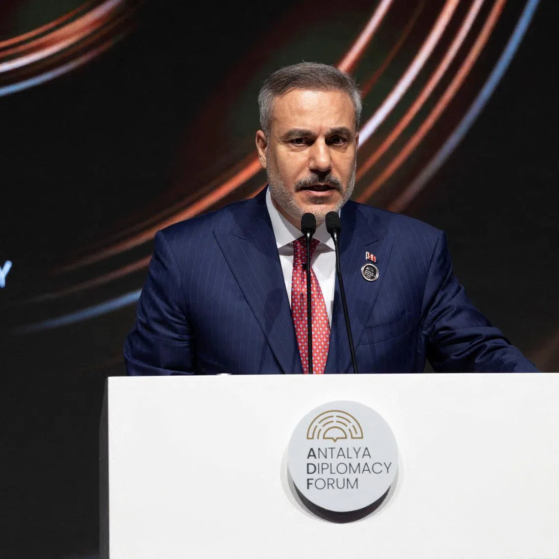 Turkish Foreign Minister Hakan Fidan speaks during the opening ceremony of  Antalya Diplomacy Forum in Antalya, Turkey, April 17, 2026. REUTERS/Umit Bektas