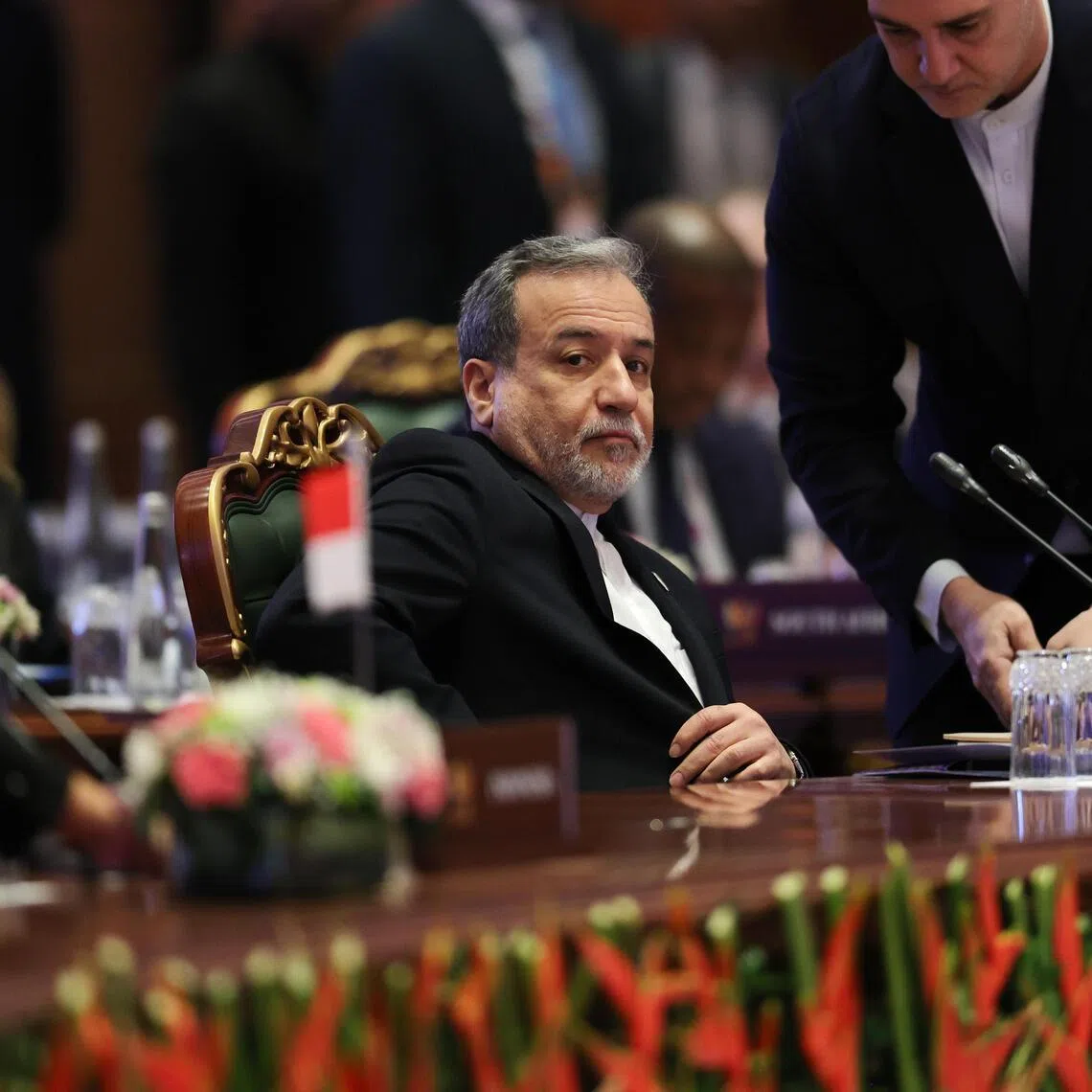 Iran’s Foreign Minister Abbas Araghchi (left) argued that neither US bases nor an alliance with Israel provided the UAE with security and that it should reconsider its policy toward Iran.