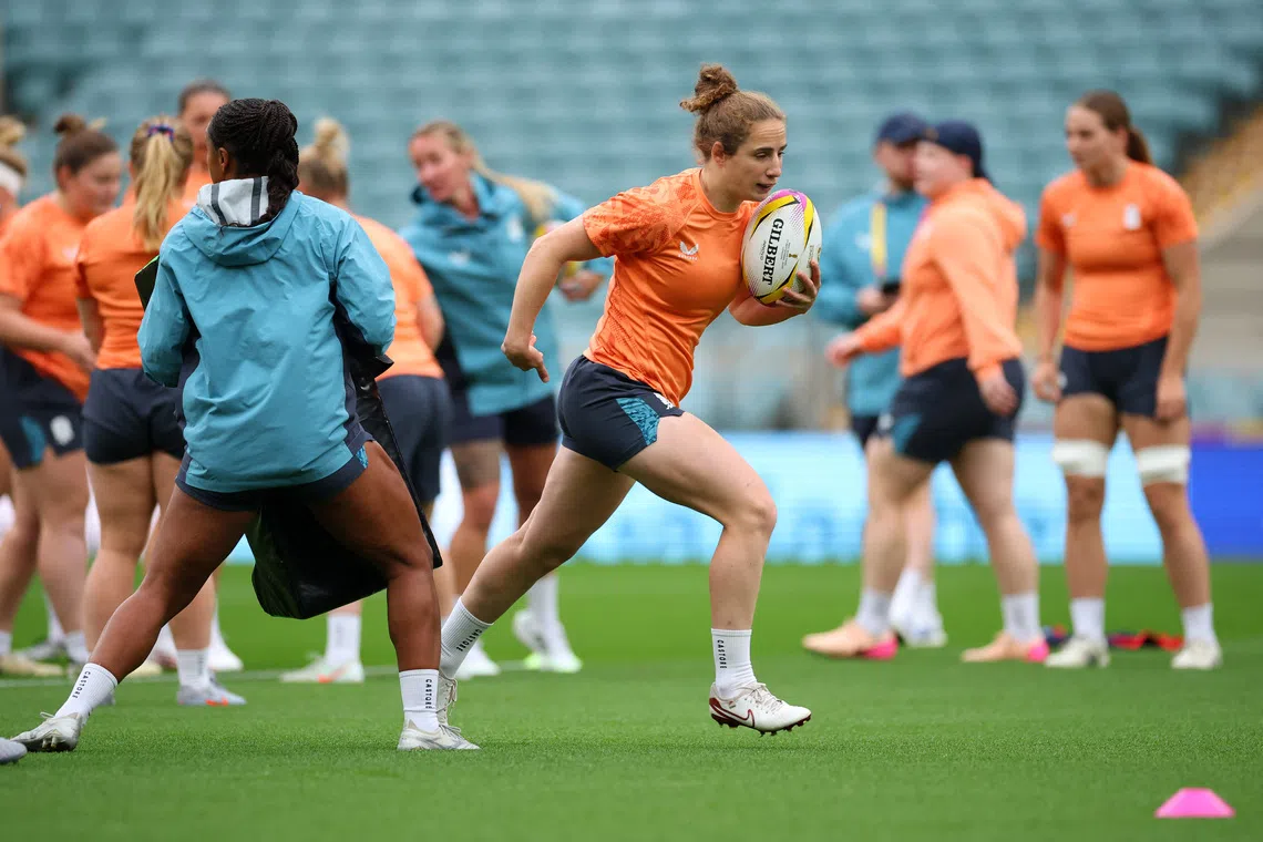 Rugby Union - Women's World Cup 2025 - Final - England Training - Allianz Stadium, Twickenham, London, Britain - September 26, 2025  England's Abby Dow during training Action Images via Reuters/Andrew Boyers