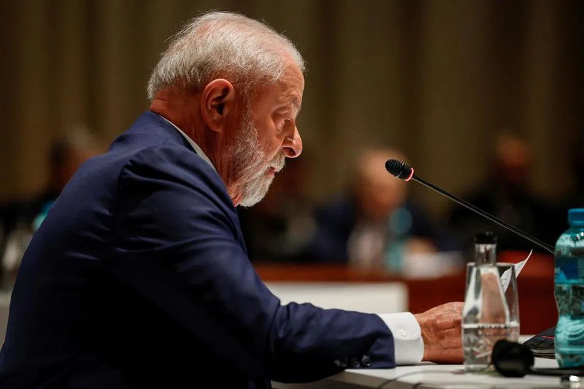 President of Brazil Luiz Inacio Lula da Silva attends the plenary session during the 2023 BRICS Summit at the Sandton Convention Centre in Johannesburg, South Africa August 23, 2023. GIANLUIGI GUERCIA/Pool via REUTERS/File Photo