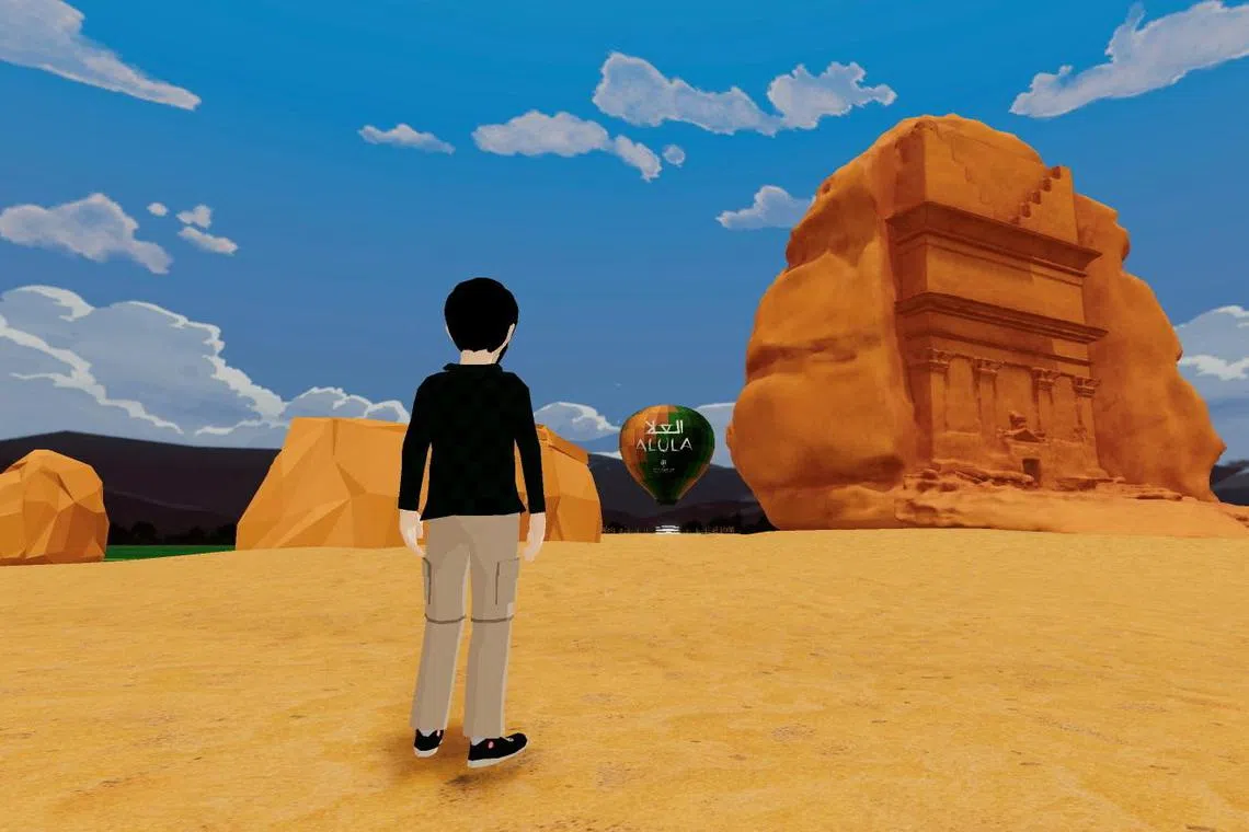 A digitally created image of the first Unesco World Heritage site to enter the metaverse, the virtual recreation of the Tomb of Lihyan allows visitors to experience Hegra's history in vivid detail. Image provided on Feb 21, 2023. 