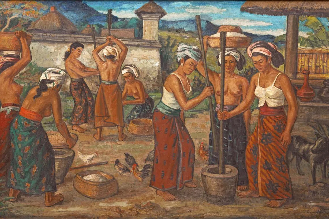 Pioneer artist Liu Kang's Pounding Rice (1953) set a new personal auction record with a $698,500 sale at Sotheby's Modern & Contemporary Art auction in Singapore on July 2.
