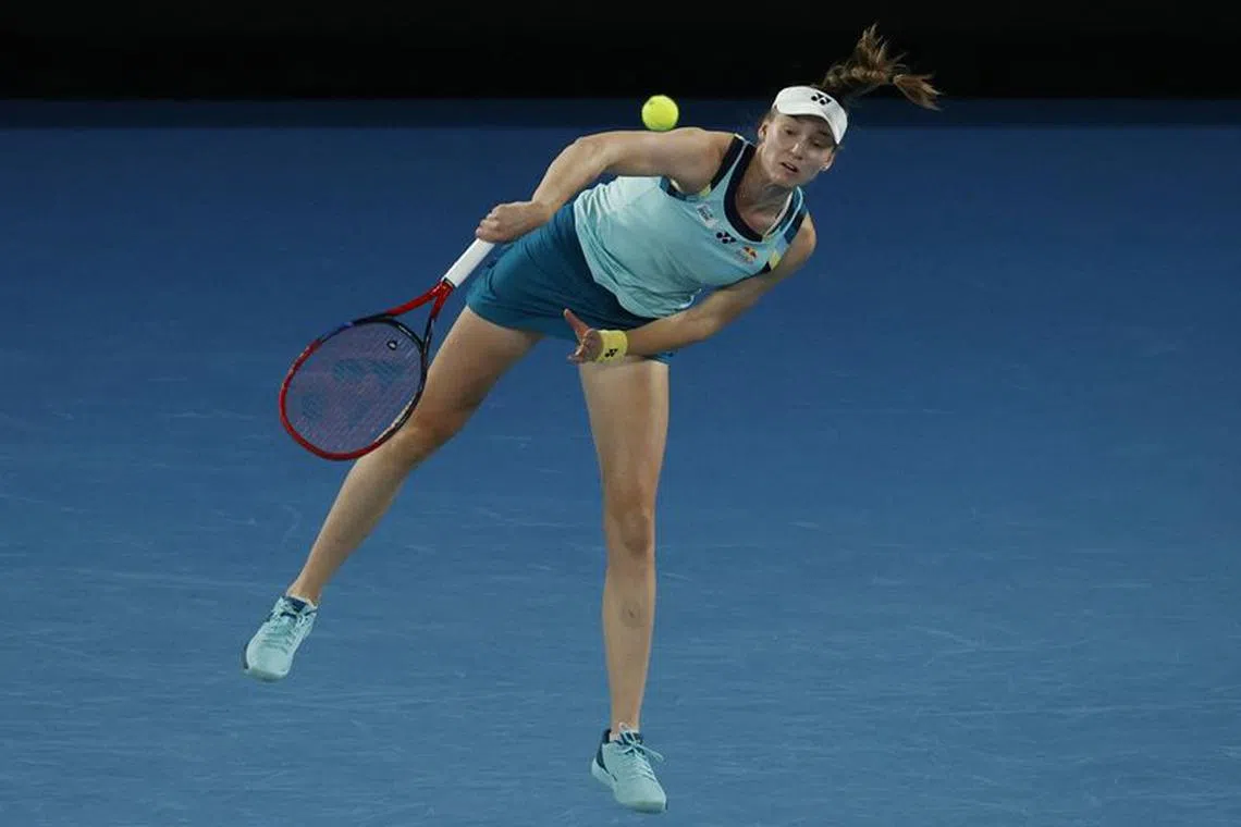 Tennis - Australian Open - Melbourne Park, Melbourne, Australia - January 18, 2024 Kazakhstan's Elena Rybakina in action during her second round match against Russia's Anna Blinkova REUTERS/Ciro De Luca/File Photo