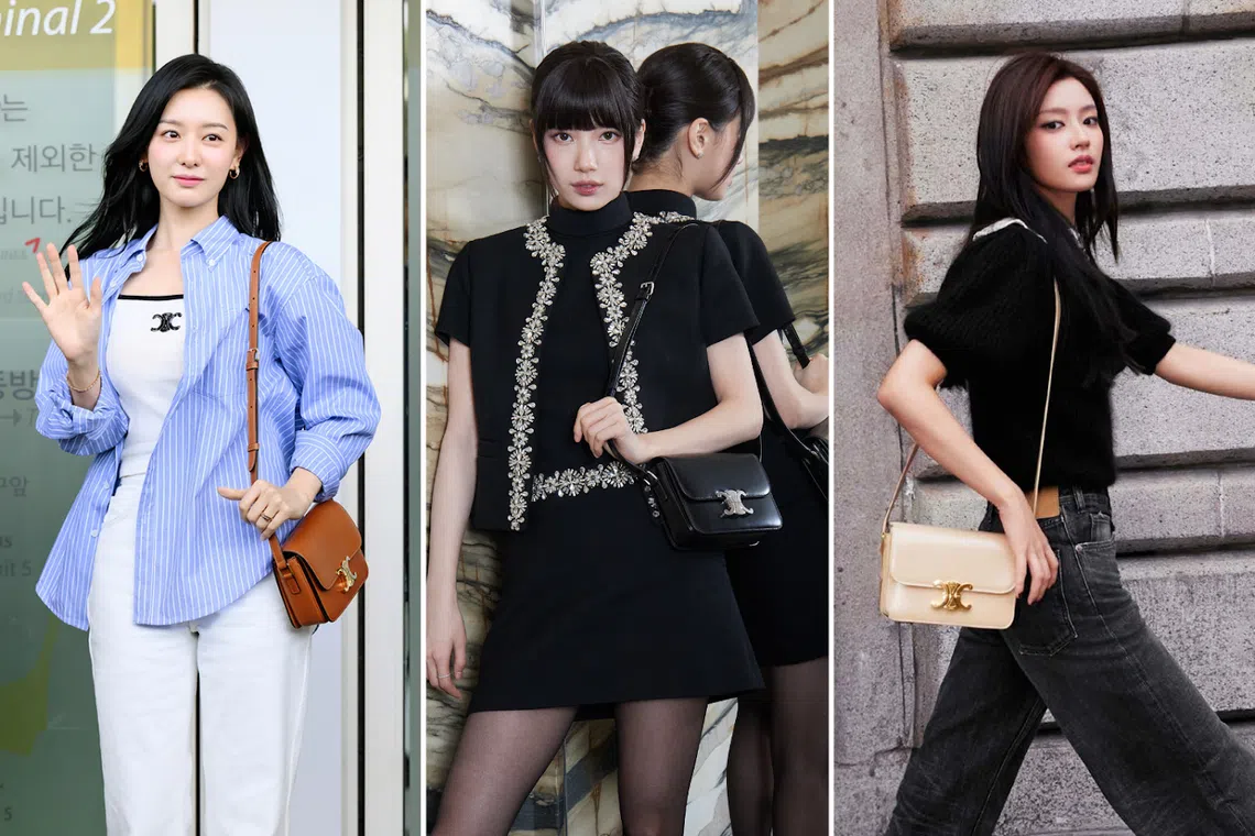 actresses kim ji-won, suzy bae and xu ruo han styling with celine triomphe bags