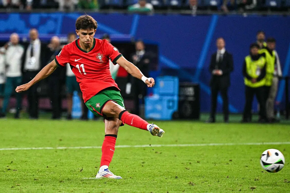 Joao Felix playing for Portugal at Euro 2024. The forward previously spent six months on loan at Chelsea in the second half of the 2022-23 season, scoring four goals.
