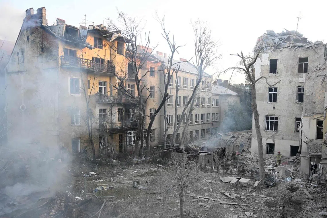 The strikes damaged historic buildings in the heart of the city